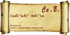 Csákó Béla névjegykártya